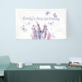 ピンク色の紫色の花蝶の誕生日 横断幕 (トレードショー)