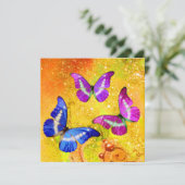 ピンク色の紫色の青い蝶の金ゴールドきらめき シーズンカード (スタンド正面)