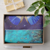 ピンク色の紫色の青い蝶の金ゴールドきらめき 薄葉紙 (ギフト)