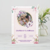 ピンク色の結婚式招待状投稿 招待状 (スタンド正面)