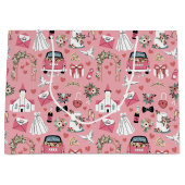 ピンク色の結婚式 ラージペーパーバッグ (正面)