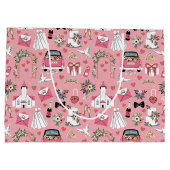 ピンク色の結婚式 ラージペーパーバッグ (裏面)