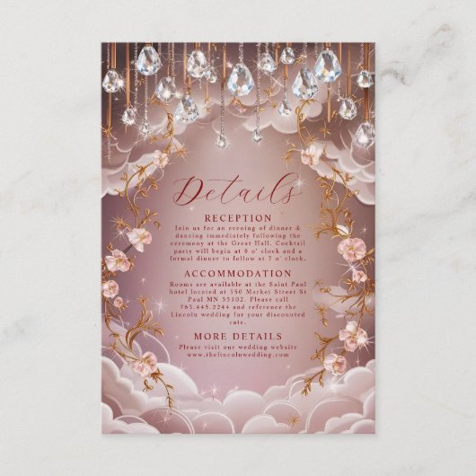 ピンク色の結晶がフローラを滴結婚る エンクロージャーカード (正面)