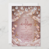 ピンク色の結晶がフローラを滴結婚る 招待状 (正面)