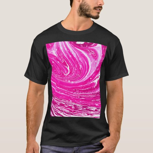 ピンク色の絵を描背景が混在。 Tシャツ (正面)
