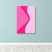 ピンク色の網掛け曲線のジオメトリックシェイプ キャンバスプリント (インサイチュ (ウッドフロア))