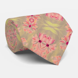 ピンク色の緑と濃い茶色 ネクタイ