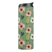 ピンク色の緑と黄色の花葉の花 タンブラー (回転左)