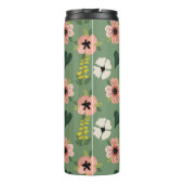 ピンク色の緑と黄色の花葉の花 タンブラー (裏面)