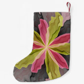 ピンク色の緑のアントラサイトファンタジーフラワーフラクタル名 スモールクリスマスストッキング (裏面)