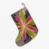 ピンク色の緑のアントラサイトファンタジーフラワーフラクタル名 スモールクリスマスストッキング (裏面 (吊り時))