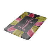 ピンク色の緑のアントラサイトファンタジーフラワーフラクタル名 バスマット (アングル)