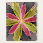 ピンク色の緑のアントラサイトファンタジーフラワーフラクタル名 プランナー手帳 (裏面)