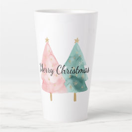 ピンク色の緑のクリスマスツリー カフェラテマグ