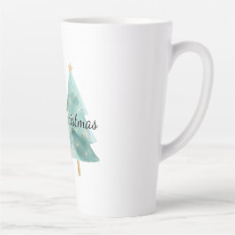 ピンク色の緑のクリスマスツリー カフェラテマグ