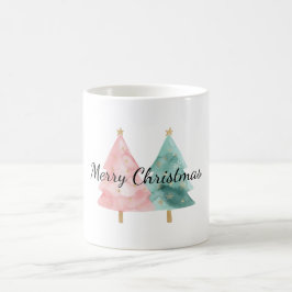 ピンク色の緑のクリスマスツリー コーヒーマグカップ