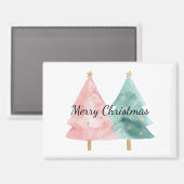 ピンク色の緑のクリスマスツリー マグネット (正面/裏面)