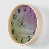 ピンク色の緑のグラデーショングラデーションで汚れた木の外観 壁時計 (傾斜)