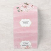 ピンク色の緑のジャングルオーキッド結婚の水色 オールインワン招待状 (外側)