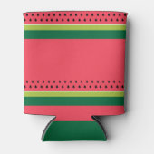 ピンク色の緑のスイカの実ストライプの夏 缶クーラー (正面)