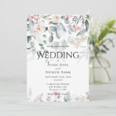 ピンク色の緑のフローラ結婚ズ 招待状 (スタンド正面)