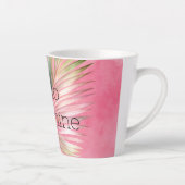 ピンク色の緑の熱帯性葉 カフェラテマグ (右)