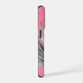 ピンク色の緑の熱帯性葉 iPhoneケース (右側面)