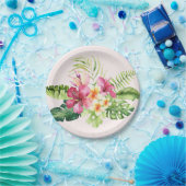 ピンク色の緑の熱帯花紙プレート, 7" ペーパープレート (パーティー)