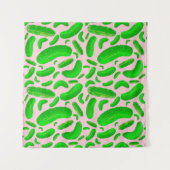 ピンク色の緑の背景 タペストリー (正面(横))