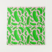 ピンク色の緑の背景 タペストリー (正面)