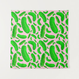 ピンク色の緑の背景 タペストリー