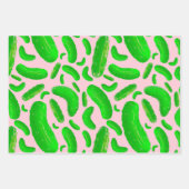 ピンク色の緑の背景 ラッピングペーパーシート (正面)