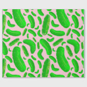 ピンク色の緑の背景 ラッピングペーパー (フラット)