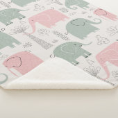 ピンク色の緑の象モダン シェルパブランケット (3/4)