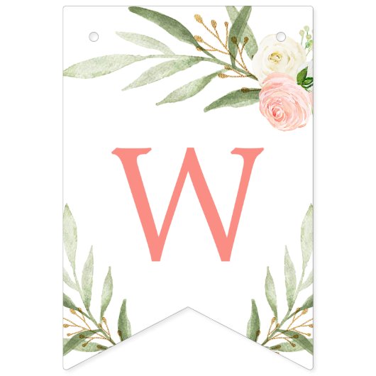 ピンク色の緑の赤ちゃんシャワーが待てる バンティングフラッグ (第1の旗)