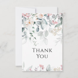 ピンク色の緑結婚色 サンキューカード