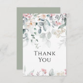 ピンク色の緑結婚色 サンキューカード (正面/裏面)