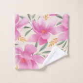 ピンク色の美しいフローラバスタオルセット バスタオルセット (ウォッシュタオル)