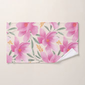 ピンク色の美しいフローラバスタオルセット バスタオルセット (ハンドタオル)