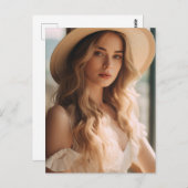 ピンク色の美しいブロンド ポストカード (正面/裏面)