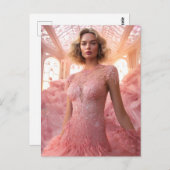 ピンク色の美しいブロンド ポストカード (正面/裏面)
