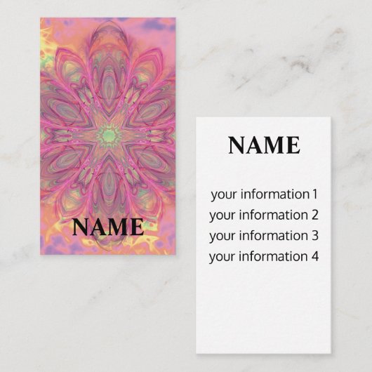 ピンク色の美しい万華鏡のように千変万化するパターンとテクスチャ 名刺 (正面/裏面)