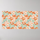 ピンク色の美しい手描きの花の庭、または ポスター (正面)