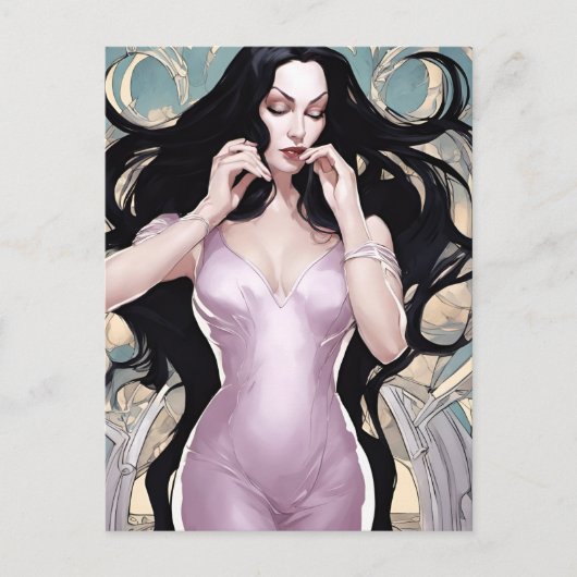 ピンク色の美人 ポストカード (正面)