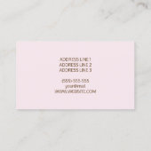 ピンク色の美容師の茶色の髪の美容師 名刺 (裏面)