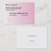 ピンク色の背景が影付きの紹介カード 紹介カード (正面/裏面)