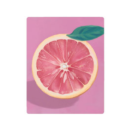 ピンク色の背景にグレープフルーツ鮮やかと新鮮な メタルプリント