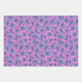 ピンク色の背景にコーンフラワーの青い花 ラッピングペーパーシート (正面2)