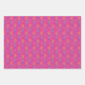 ピンク色の背景にリンクされた愛のハート ラッピングペーパーシート (正面3)