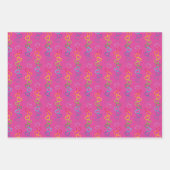 ピンク色の背景にリンクされた愛のハート ラッピングペーパーシート (正面2)